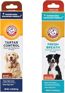 Arm & Hammer Dog Enzymatic Toothpaste Bundle | Tartar Control & Fresh Breath Dental Care for Dogs and Puppies | Beef & Chicken Flavor Toothpaste, 2.5 oz Each