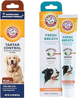 Arm & Hammer Dog Toothpaste Bundle | Tartar Control & Gum Soothing Enzymatic Toothpaste for Dogs and Puppies | Beef & Vanilla Ginger Flavor, 2.5 oz Each