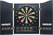 Electronic Dartboard Set in Cabinet, 27 Games Modes and 243 Variations, LED & 12 Soft Tip Darts, for Family Game Rooms Parties and Game Nights