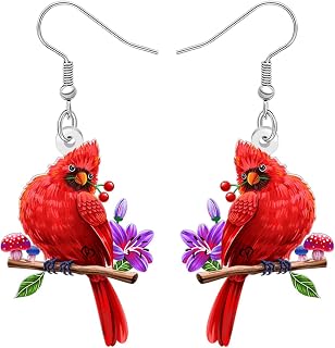 Cute Red Cardinal Earrings Nature Gifts for Bird Lovers