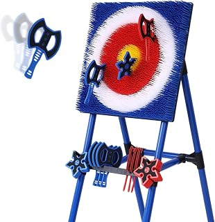 Backyard Axe Throwing Game, Axe Target Dart Set, Contains 8 Axes and 8 Darts, Metal Steel Frame Foldable Axe Throwing Target, Outdoor Indoor Yard Game for Adults, Teens and Kids