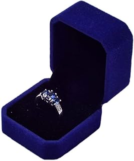 Velvet Engagement Wedding Ring Earrings Gift Box Jewelry Boxes Display Storage Case Sapphire