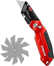 Steelite Folding Utility Knife, Heavy Duty Box Cutter with 13 Extra Blades
