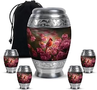 Cardinal Bird Urn Large Decoraitve Urns 1 Large & 4 Small