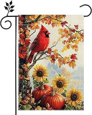 Fall Cardinal Bird Garden Flag Double Sided 12x18 Outdoor Decor