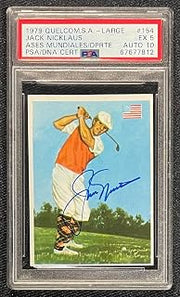 JACK NICKLAUS SIGNED 1979 Quelcom, S.A. Ases Mundiales Del Depo PSA 5 AUTO 10 - Golf Cards
