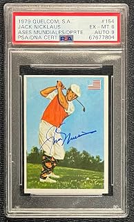 JACK NICKLAUS SIGNED 1979 Quelcom, S.A. Ases Mundiales Del Depo PSA 6 AUTO 9 - Golf Cards