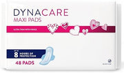 Dynarex Ultra Thin Maxi Pads with Wings - Light Absorbency Feminine Santiary Pads, Secure Fit, Leak-Free Protection, Unscented, 1 Box of 48