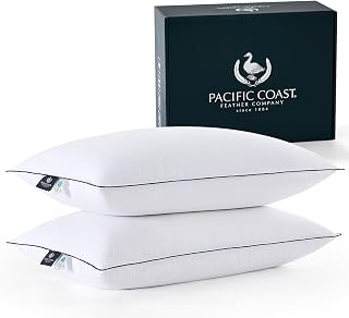 Pacific Coast White Goose Down Fiber Bed Pillows, Hotel Collection Pillows for Back, Stomach and Side Sleepers, Medium Support, Downproof, King Size, Set of 2