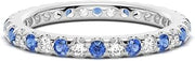 White Moissanite and Blue Lab Grown Sapphire Eternity Ring