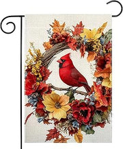 Fall Cardinal Bird Garden Flag 12x18 Inch Double Sided Yard Outdoor Flag