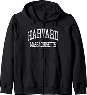 Harvard Massachusetts MA Vintage Athletic Sports Design Zip Hoodie