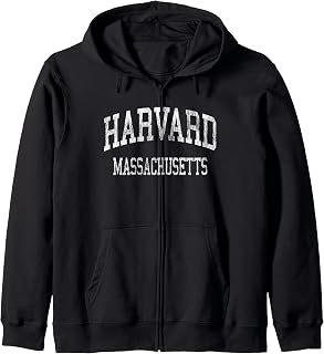Harvard Massachusetts MA Vintage Athletic Sports Design Zip Hoodie