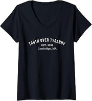 Womens Truth Over Tyranny Est 1636 Support Harvard V-Neck T-Shirt