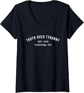 Womens Truth Over Tyranny Est 1636 Support Harvard V-Neck T-Shirt
