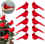 Cardinal Birds Cardinals Decor for Christmas Tree Ornaments 10PCS