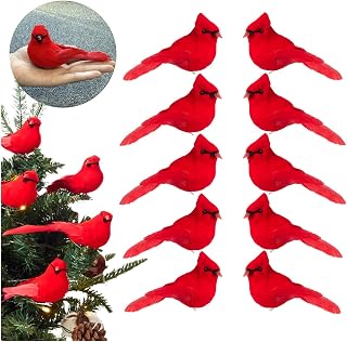 Cardinal Birds Cardinals Decor for Christmas Tree Ornaments 10PCS
