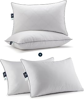 Pacific Coast Queen Size Feather and Down Bed Pillows for Side and Back Sleepers 4 Pack