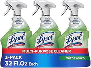 Lysol Multi-Purpose Cleaner Sanitizing and Disinfecting Spray with Bleach,All Purpose Cleaning Spray for Bathrooms and Kitchens,32oz,(Pack of 3)