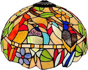 Tiffany Lamp Shade Cardinal Birds Stained Glass 16 Inches Wide