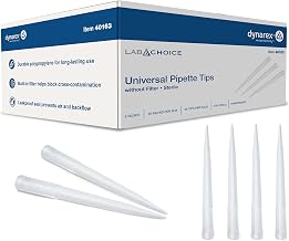 Dynarex LabChoice Universal Pipette Tips - for Precise Liquid Transfer, Polypropylene, Sterilizable, Clear, 100-1250 µl - 96 Tips/Rack, 10 Racks/Box, 5 Boxes/Case, 4800 Count