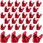 30 Pcs Mini Resin Red Cardinal Bird Figurines, Xmas Tiny Red Birds Ornament