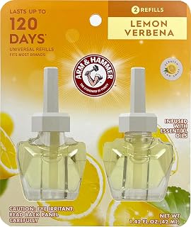 Arm & Hammer Plug in Scented Oil 2 Refills, Lemon Verbena, 1.42 Oz