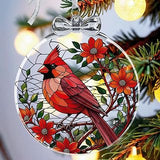 Cardinal Christmas Ornament Crystal Glass for Christmas Tree Décor - Red Cardinal Memorial Gifts - Sympathy Gifts for Loss of Loved One - Unique Hanging Ornament for Christmas Tree Decorations