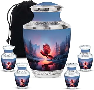 Red Cardinal Memorial Urns for Mother & Father 10 Inch Adult Ashes