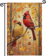 Cardinal Bird Fall Garden Flag 12x18 Inch Double Sided,Maple Leaves Thanksgiving Burlap Autumn Seasonal Holiday Yard Outdoor Decor bird3