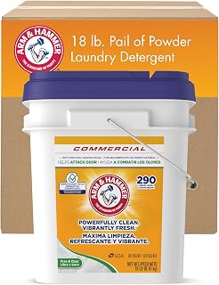 Arm & Hammer Powder Laundry Detergent, Professional Soap for Washing Clothes, 290 Loads, Free and Clear, Bulk 18lb Pail