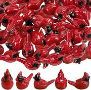 Mini Red Cardinal Bird Figurines 36pcs Tiny Cardinal Figurines Miniature Christmas Red Bird Figurine for Christmas Miniature Garden Cupcake Topper Decor