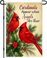 Spring Garden Flag 12x18 Inch Double Sided Cardinal Yard Flags Pine Holly Outdoor Small Yard Flag for Outside Seasonal Farmhouse Lawn Welcome Decor