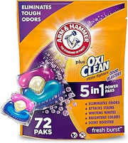 Arm & Hammer Plus OxiClean With Odor Blasters Laundry Detergent Pak, 72 Ct