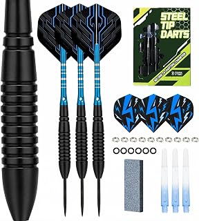 Steel Tip Darts Set 22g – Balanced Control & Precision – Complete Dart Kit with Aluminum Shafts & Extra Flights – Great for Beginners & Enthusiasts | Durable Nickel‑Iron Barrels