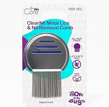 Dynarex WeCare ClearNit Metal Lice and Nit Removal Combs with Handle - Lice Nit Comb for all Hair Types, Stainless Steel Ultra-Fine Teeth - 1 Count