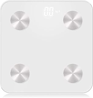 Digital Bathroom Scale, Highly Accurate Body Weight Scale with Lighted LED Display, Round Corner Design, 400 lb, White