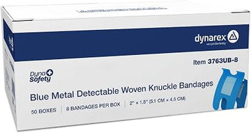 Dynarex Blue Metal Detectable Bandages, 1" x 3" Blue Adhesive Bandages with Internal Foil Strip - Ideal for Medical, Pharmaceutical, and Food Prep