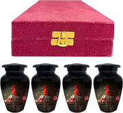 Cardinal Cross Keepsake Box with 4 Keepsake Urns for Human Ashes Handmade Cremation Urns - Adult Burial Urn - Small Urns for Human Ashes