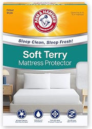 Arm & Hammer Soft Terry Mattress Protector, Waterproof, White, King