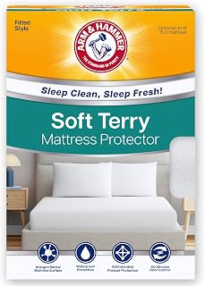 Arm & Hammer Soft Terry Mattress Protector, Waterproof, White, Full