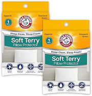 Arm & Hammer Soft Terry Body Pillow Protector, Waterproof, Zipper Closure, White, Standard/Queen, 2-Pack