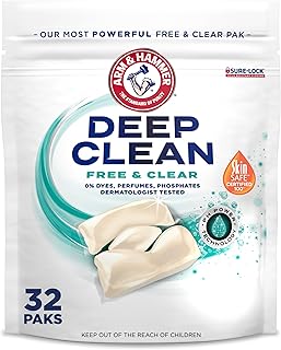 Arm & Hammer Deep Clean Free & Clear Laundry Detergent Power Paks, 32 Count