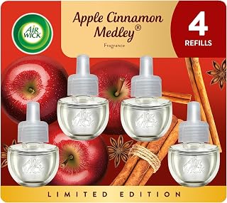 Air Wick Plug-In Scented Oil Refills, 4 Count, Apple Cinnamon Medley, Air Freshener, Essential Oils