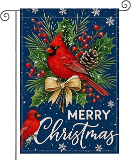 HOMETITUTE Cardinal Berries Garden Flag 12x18 Burlap