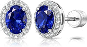 Certified Lab Grown Blue Sapphire Flat Back Stud Earrings, September