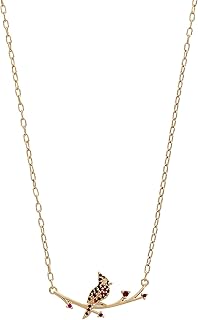 Alex and Ani Cardinal Necklace for Women - Ruby & Clear Pavé Accented Necklace Featuring Sacred Cardinal on Branch, Meaningful Cardinal Gifts
