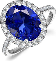 Certified 4CT Lab Grown Royal Blue Sapphire Ring, Sterling Silver
