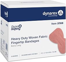 Dynarex Sterile Adhesive Heavy Duty Woven Fabric Bandages - 1.75" x 3", Extra-Long Fingertip - Flexible Wound Dressing for Minor Cuts, Case of 24 Boxes, 100 per Box