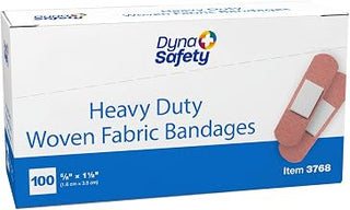 Dynarex Sterile Adhesive Heavy Duty Woven Fabric Bandages - 5/8" x 1.5" Flexible Wound Dressing for Minor Cuts, Secure Fit with Non-Stick Pad, 100 per Box
